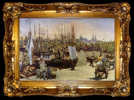 framed  Edouard Manet Hafen von Bordeaux, ta009-2